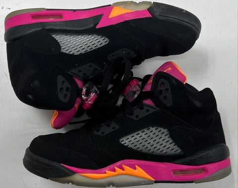 Nike Air Jordan 5 Retro GS Black Bright Citrus Fusion Pink Size 5Y