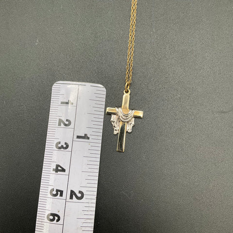 14K Gold Filled Two-Tone Cross Pendant Necklace 18" 1/20 14K GF
