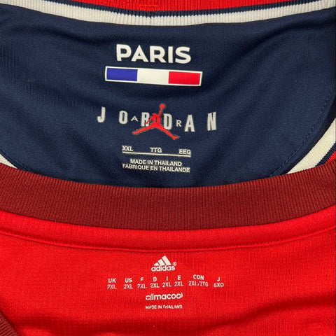 Lot of 2 Men's Soccer Jerseys PSG Jordan & Adidas FC Bayern Size 2XL