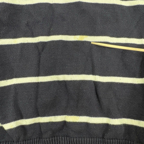 Vintage Y2K Polo Jeans Co Men's 1/4 Zip Sweater Navy Striped Flag Logo L
