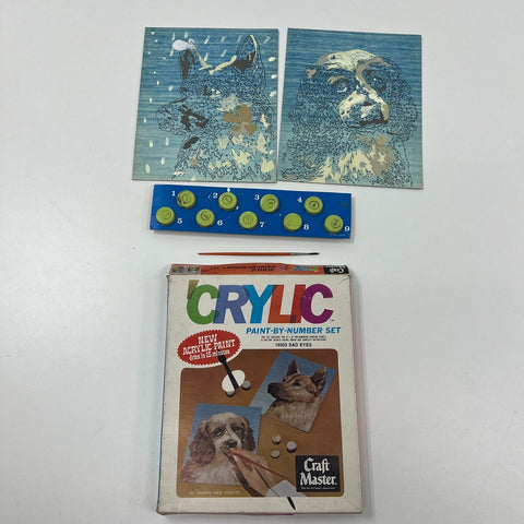 Vintage Craft Master 'Crylic Paint By Number Set Dogs Incomplete