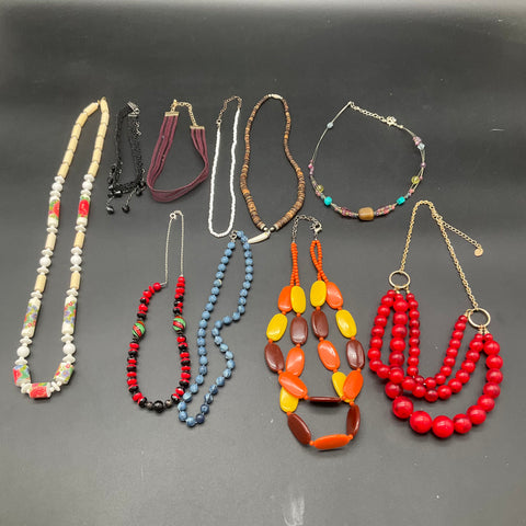 Vintage & Modern Beaded Boho Statement Necklace Jewelry Lot of 10