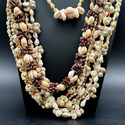 Vintage to Modern Shell Necklace Jewelry Lot Boho Beach Cowrie Puka 8+ Pieces