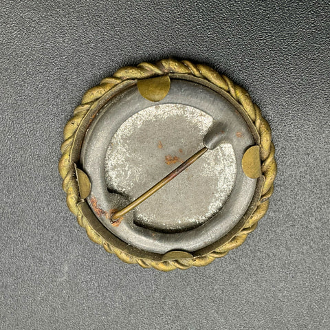 Antique Victorian Sepia Photo Mourning Brooch Round Rope Twist Frame 1"