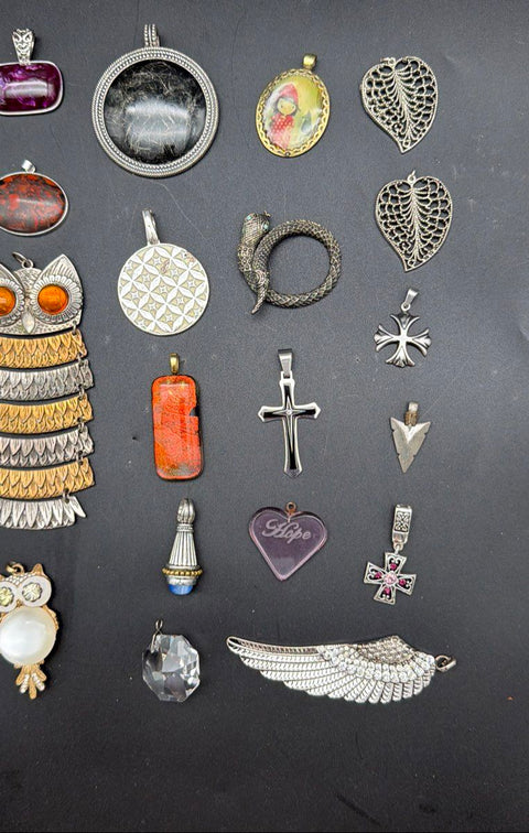 Costume Jewelry Pendant Lot 31pc Vintage to Modern Includes Lia Sophia & Owl