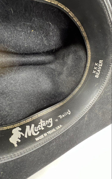 Mustang by Bailey Men's Black XXX Beaver Felt Cowboy Western Hat Made in USA