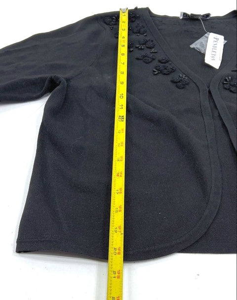 Pendleton Women's NWT Black Silk Blend Beaded Knit Cardigan Sweater Petite L