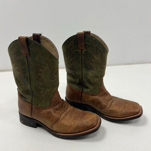 Double-H DH3571 Brown Green Leather Western Cowboy Boots Square Toe Size 11 EE