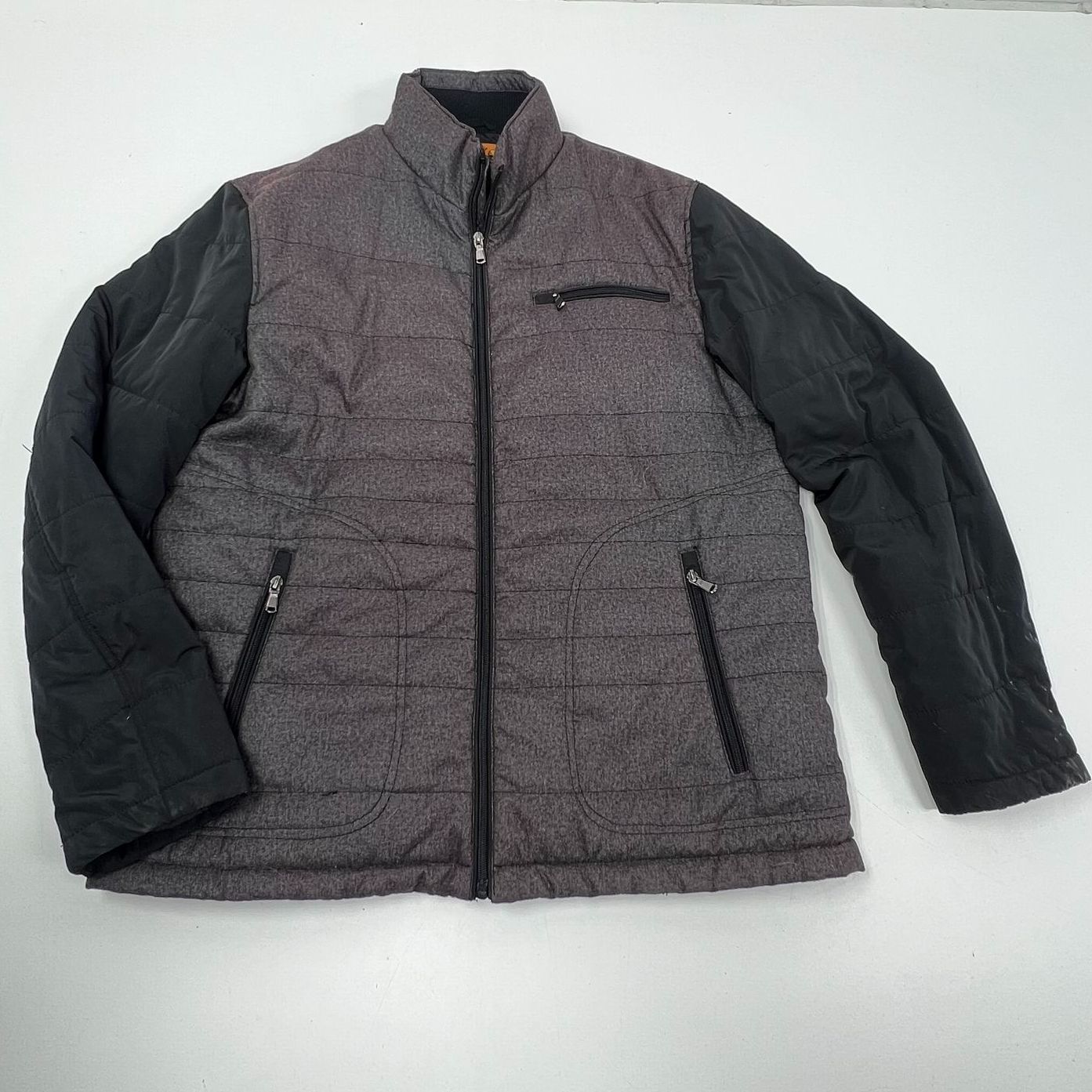 Enzo Tovare Heathered Mixed Media Quilted Puffer Jacket Coat Men's XL