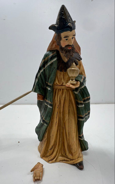 Nativity Scene Set Lot 17 Pieces Large Scale With Stable Hand-Painted Ceramic