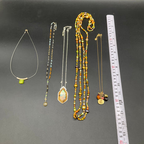 David Aubrey & Mixed Style Jewelry Lot 5 Necklaces Abalone Pearl Pendants