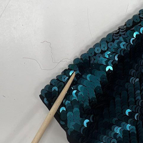 Lovers + Friends Women's Teal Sequin Chevron Mini Dress V-Neck Bodycon Sz S