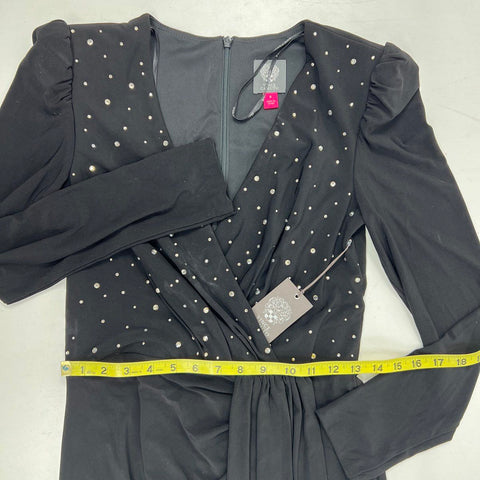 Vince Camuto Women's Black Rhinestone Long Sleeve Maxi Gown Dress NWT Size 6
