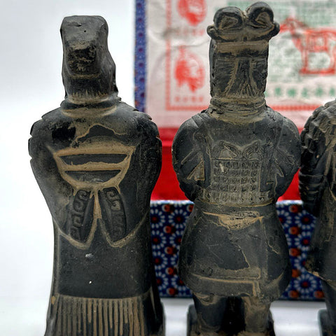 Vintage Chinese Terracotta Warriors & Horse 5-Piece Boxed Replica Set Xi'an