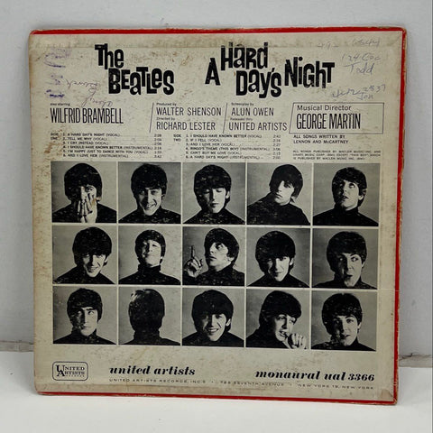 The Beatles A Hard Day's Night 1964 LP Vinyl Record UAL 3366 United Artists Mono