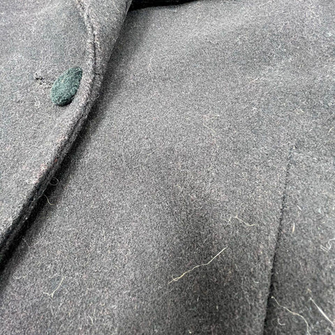 Vintage 80s Topcoat Exclusive Velvet Collar Wool Overcoat Made in England Sz S