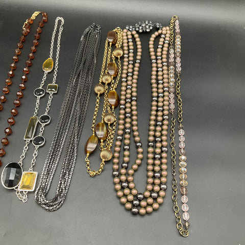 Vintage to Modern Costume Jewelry Necklace Lot 2.1 Lbs 8pc Statement Beaded