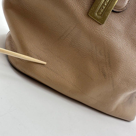 Coach Taupe Pebbled Leather Lexy Shoulder Bag Tote Gold Hardware