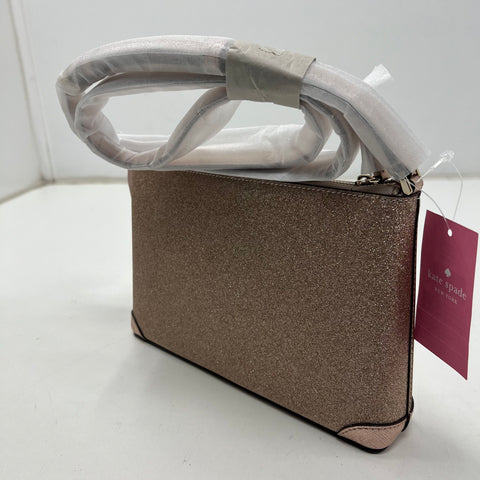 Kate Spade NWT Rose Gold Glitter Fabric Crossbody Bag K4624
