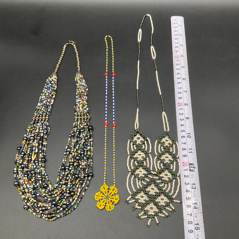 Handcrafted Seed Bead Jewelry Lot 5 Pieces Necklaces Bracelet Ring Floral Boho