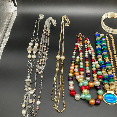 Vintage to Modern Faux Pearl Costume Jewelry Lot 1.8 lbs 10 Pieces