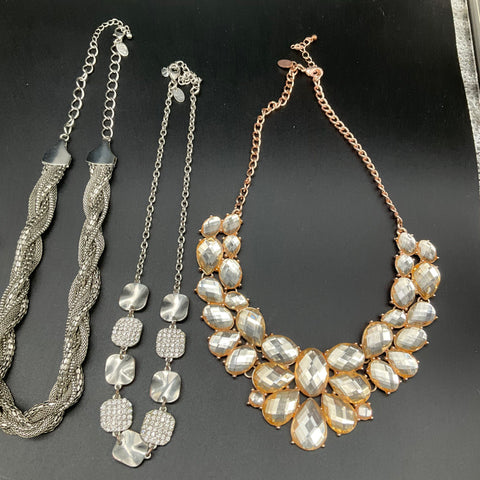 Fashion Statement Necklaces Jewelry Lot 7 Gold Silver Tone Rhinestone Boho Bib