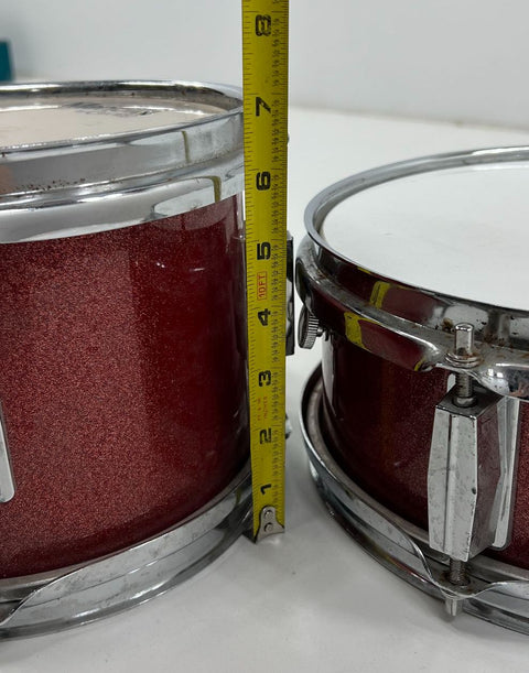 Mendini 3-Piece Junior Drum Kit Shell Pack Red Sparkle 13" Bass