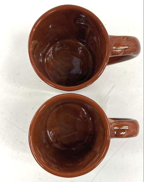House of Marble Bucking Bronco Mug 2 Piece Set Brown Swirl Vintage
