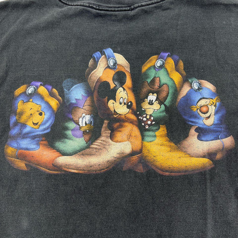 Vintage 90s Disneyland Disney Cowboy Boots T-Shirt Made in USA Sz L
