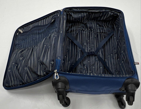 Skyway Navy Blue Fabric 4-Wheel Spinner Suitcase Travel Luggage Carry-On