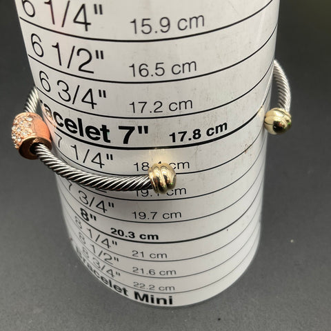 Armani Exchange A/X Twisted Cable Cuff Bracelet Set 2 Piece NWT Crystal Accent