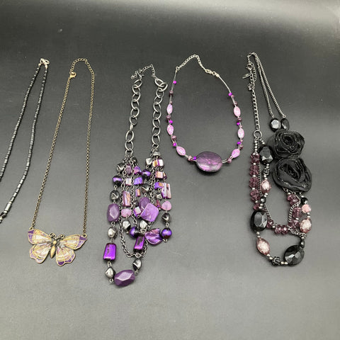 Mixed Costume Jewelry Necklace Lot of 8 Butterfly Statement Beaded Bohemian