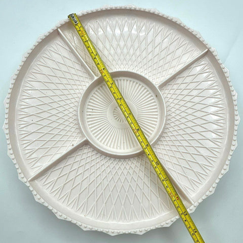 Vintage Pink Melamine Lazy Susan 3pc Set 5 Compartment Divided Serving 14 Inch