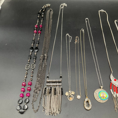 Boho Eclectic Necklace Jewelry Lot of 11 Crescent Moon Tree of Life Pendants