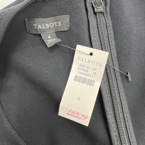 NWT Talbots Black Velvet Bow Cutout Neck Sheath Dress Women's Size 4