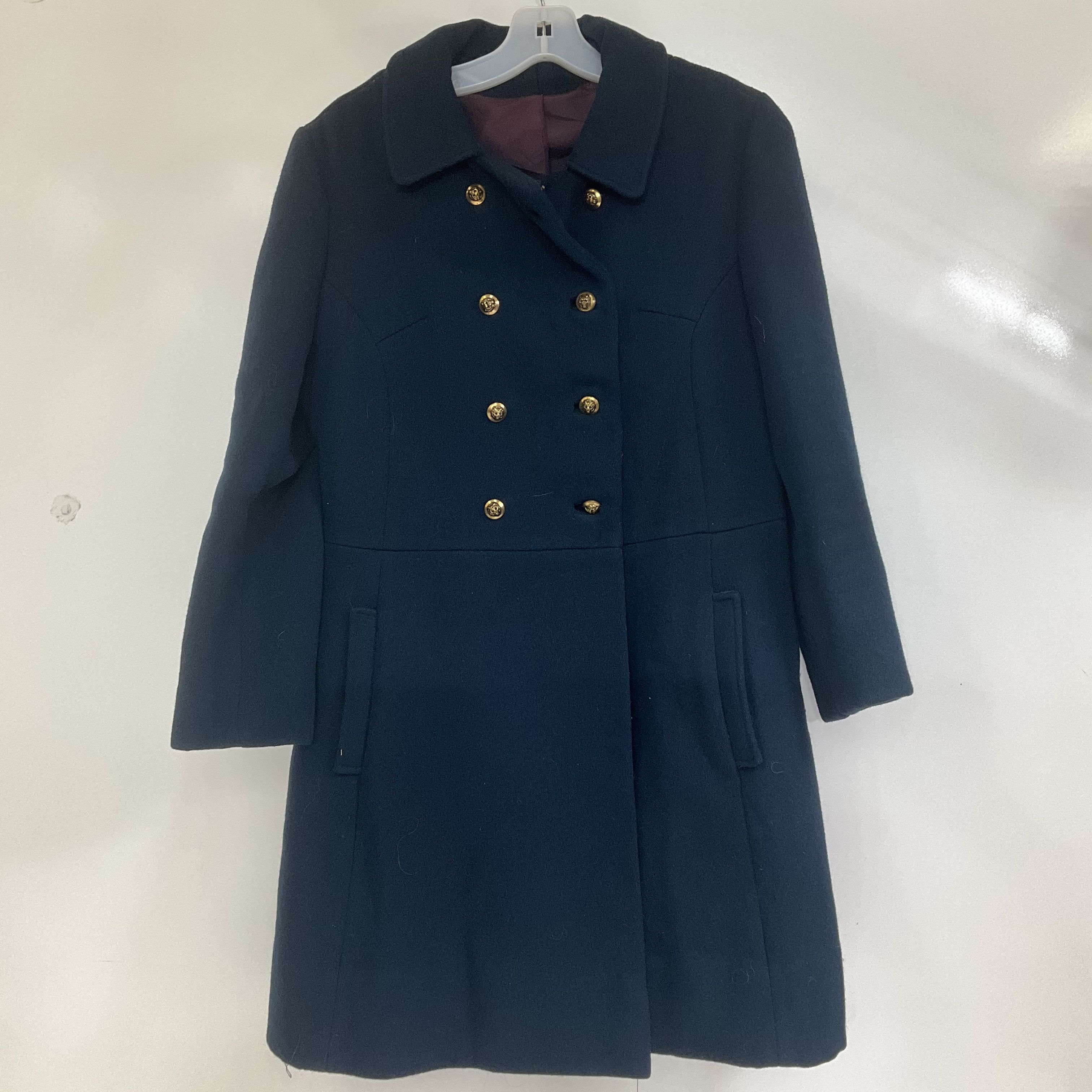Vintage 70s ILGWU Union Made Wool Peacoat Overcoat Dark Teal Womens Medium