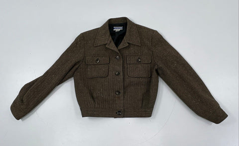 Vintage 90s Pendleton Women's Brown Herringbone Virgin Wool Field Jacket Sz 6P