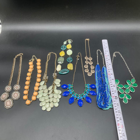 J.Crew Statement Necklace Lot of 8 Gold Tone Beaded Bib Floral Stone Jewelry