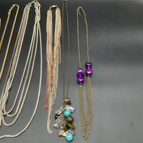 Vintage & Modern Necklace Jewelry Lot of 7 Multi-Strand Mesh Tassel Beaded Style