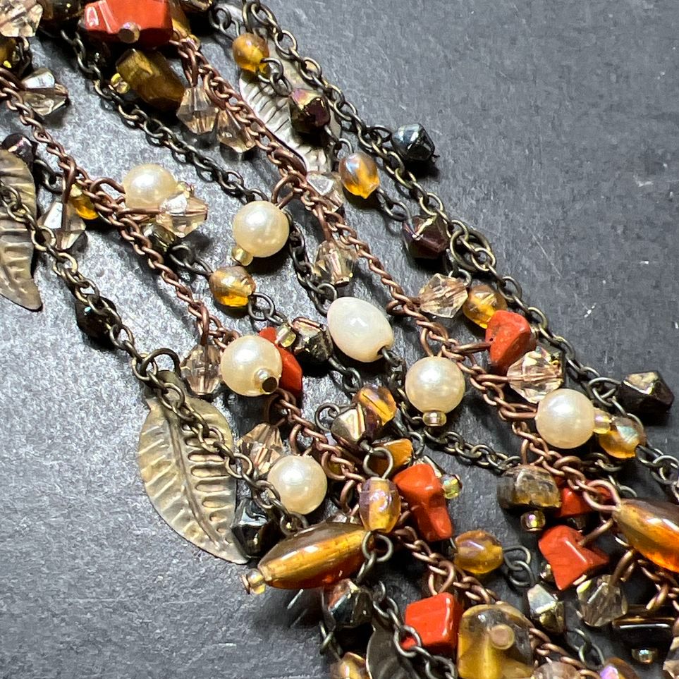 Y2K Vintage Eclissi Ever Autumn Butterfly Collar Pin Necklace Tiger's Eye
