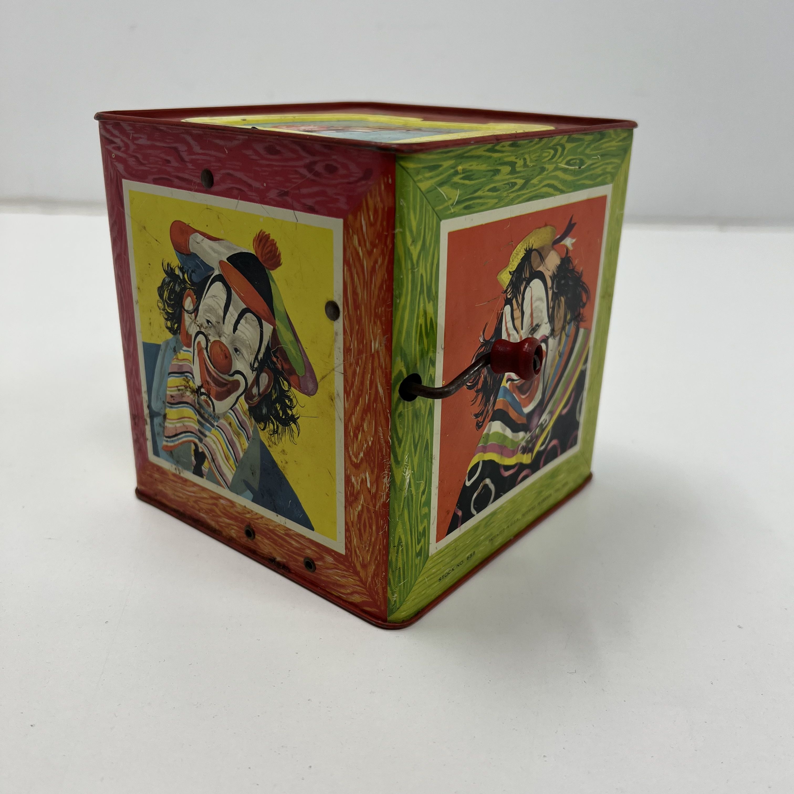 1961 Matty Mattel Jack In The Box Wind Metal Clown Graphics Not Working