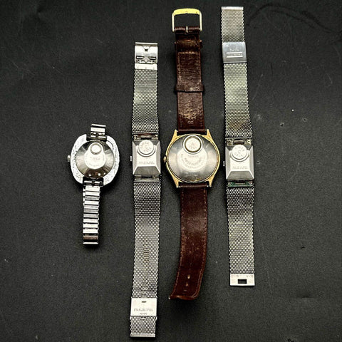Vintage Timex Watch Lot of 4 Electric and Quartz Mesh Leather Wristwatches