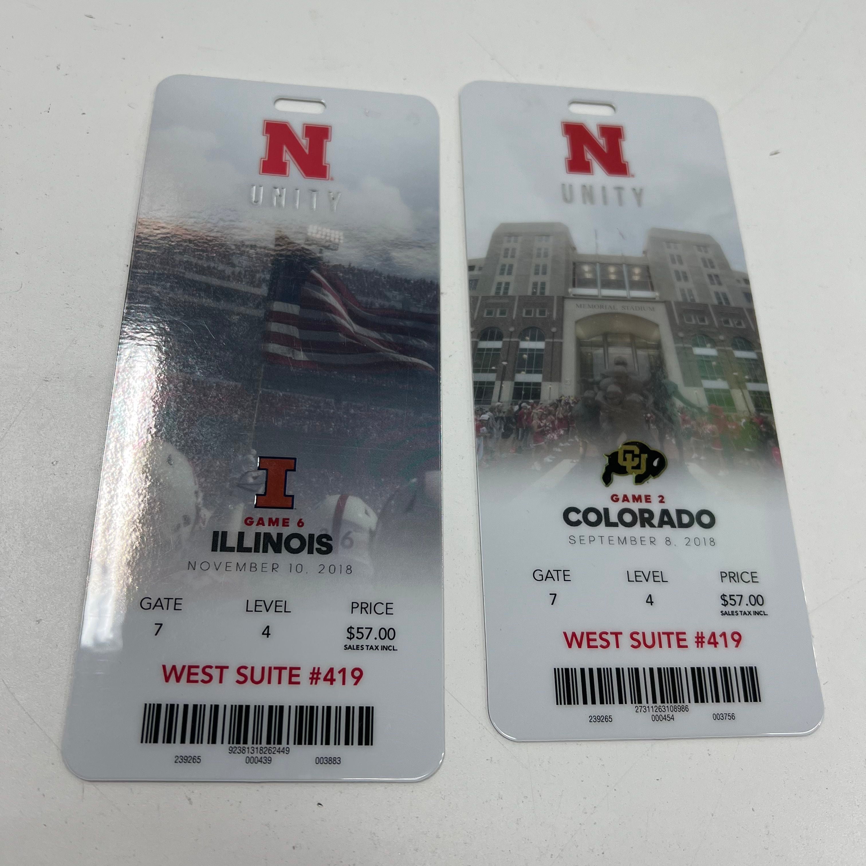 2018 Nebraska Huskers Football Suite Pass Lot Illinois vs Colorado NCAA Tickets