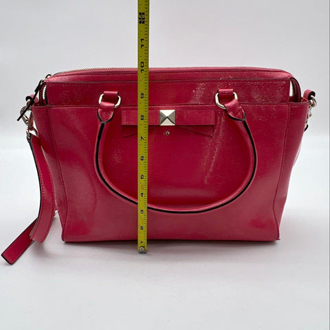 Kate Spade New York Pink Patent Leather Bow Satchel Crossbody Bag Gold Tone