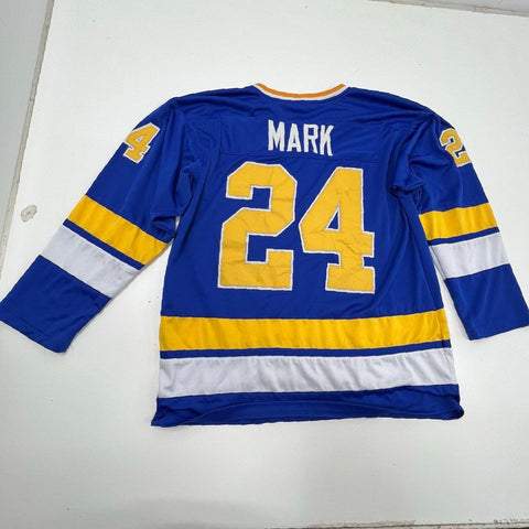 Minnesota Fighting Saints WHA Throwback Hockey Jersey Men's Blue MARK 24 Size XL