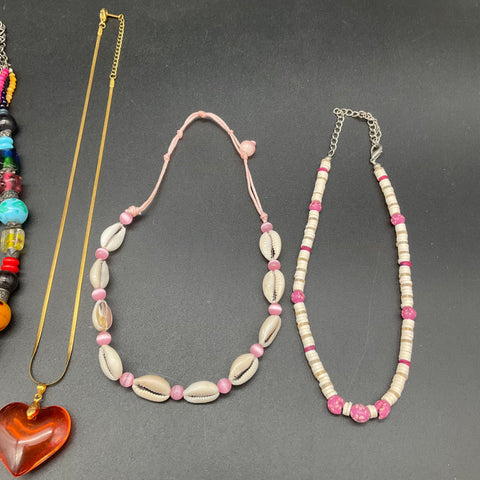Mixed Fashion Necklace Jewelry Lot 8pc Beaded Shell Statement Boho Styles