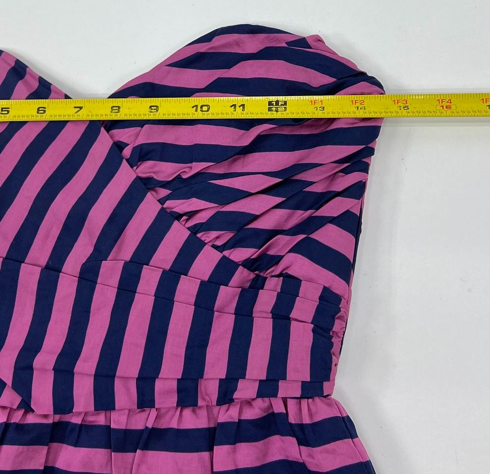 Women's Corey Lynn Calter Pink Blue Striped Fitted Sleeveless Short Dress Size 4