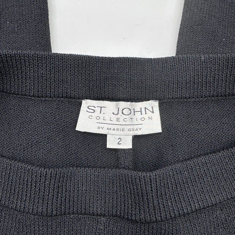 Vintage 90s St. John Collection Marie Gray Black Santana Knit Pants Size 2