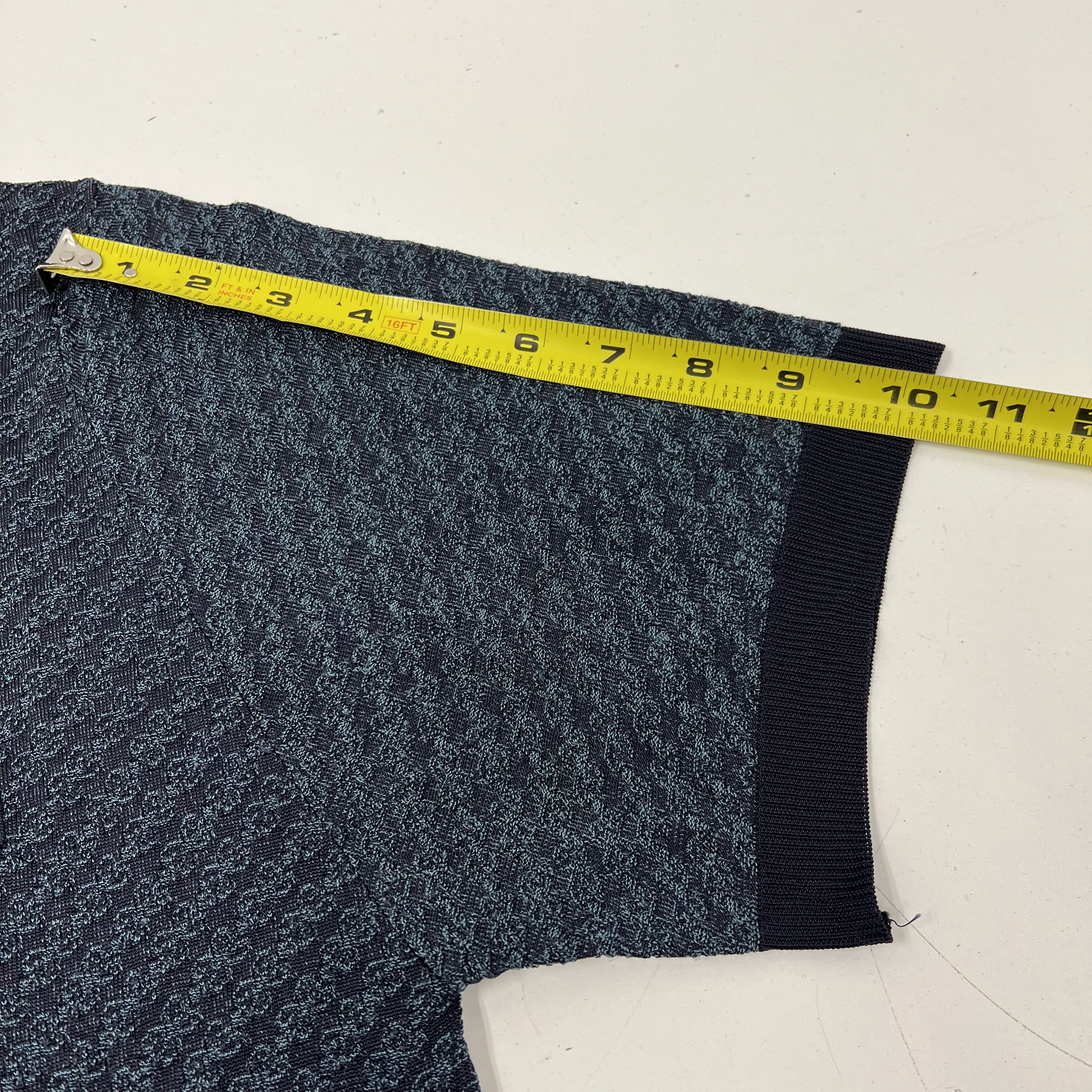 Vintage 90s Montagut Textured Knit Geometric Polo Shirt Fil Lumiere Sz M