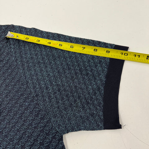 Vintage 90s Montagut Textured Knit Geometric Polo Shirt Fil Lumiere Sz M